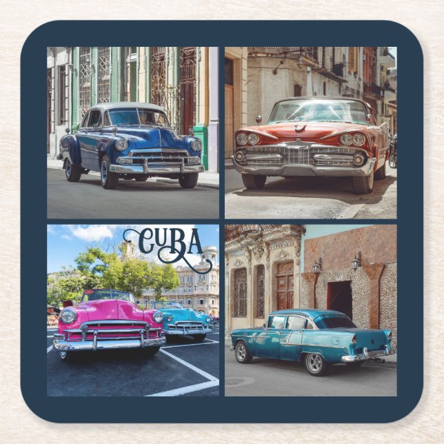 Havana CUBA Cars Underlägg Papper Kvadrat (Framsidan)
