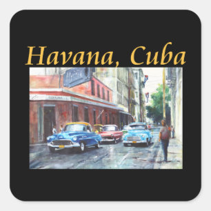 Havana Cuba Floridita Art Fyrkantigt Klistermärke