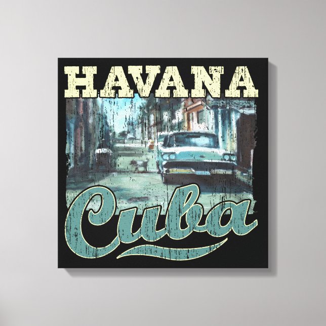 Havana Cuba Graffiti Street Art - Kärlek Habana Canvastryck (Framsida)