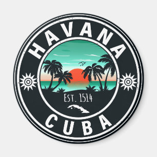 Havana Cuba Island Retro Sunset Souvenirs 60-tal Magnet