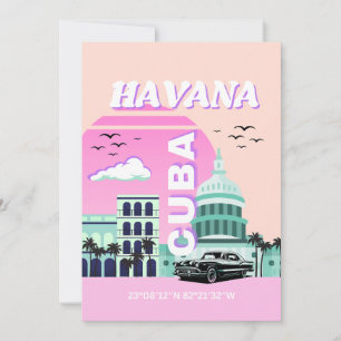 Havana Cuba Rosa Travel Art Julkort