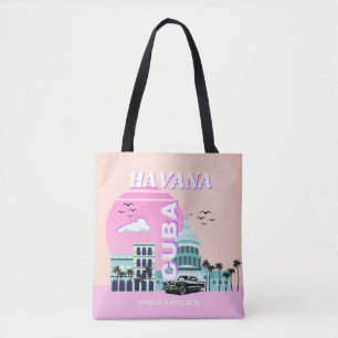 Havana Cuba Rosa Travel Art Tygkasse