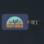 Havana Cuba Vintage City Skyline Cityscape Art Bagagebricka<br><div class="desc">Vintage- och reflexritorier med vackra skyliner,  attraktion och cityscape-konst. Coola skyscraper och byggnad silhuette illustrerar handelsvara för turister och resenärer. Perfekt som souvenir att ta med sig hem när man reser. Spara minnet av din resa och semester med familj och vänner. Bakgrunden till färg kan anpassas till färg.</div>
