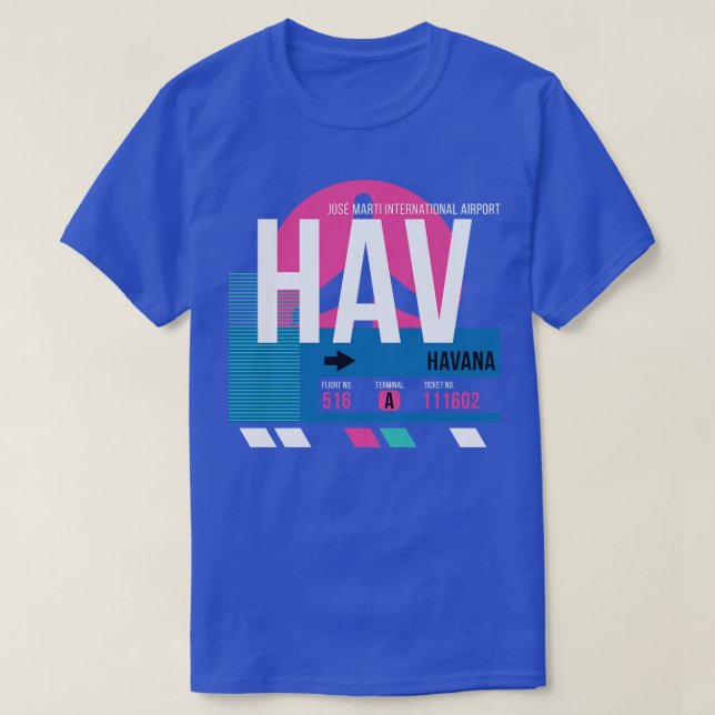 Havana HAV Airport Code Baggage Märkre T Shirt (Design framsida)