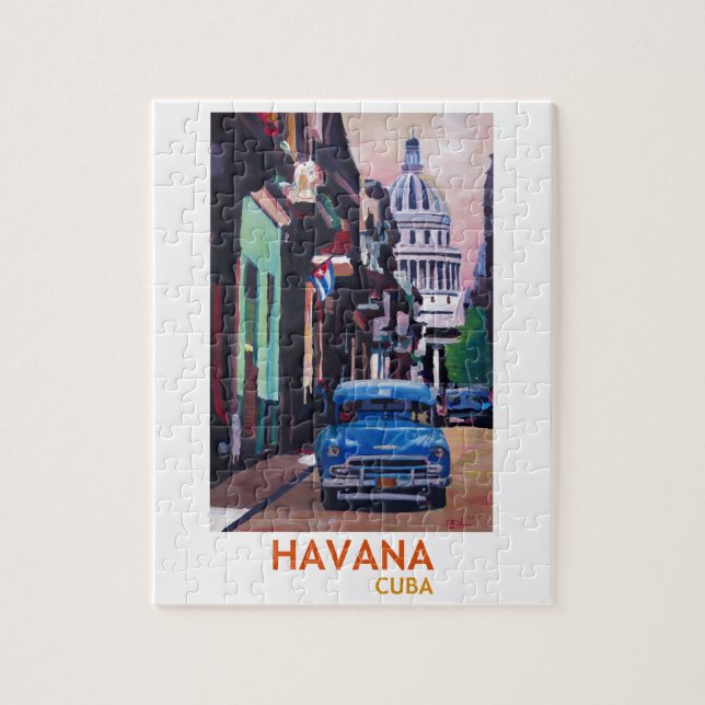 Havana i Kuban - El Capitolo med oldtimeren Pussel (Vertikal)