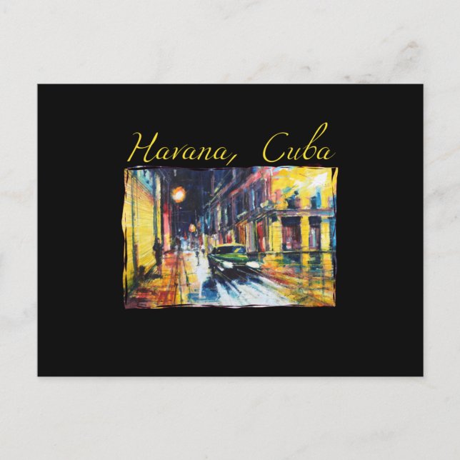 Havana Kuba - Habana Vieja Natt Scen Vykort (Framsida)