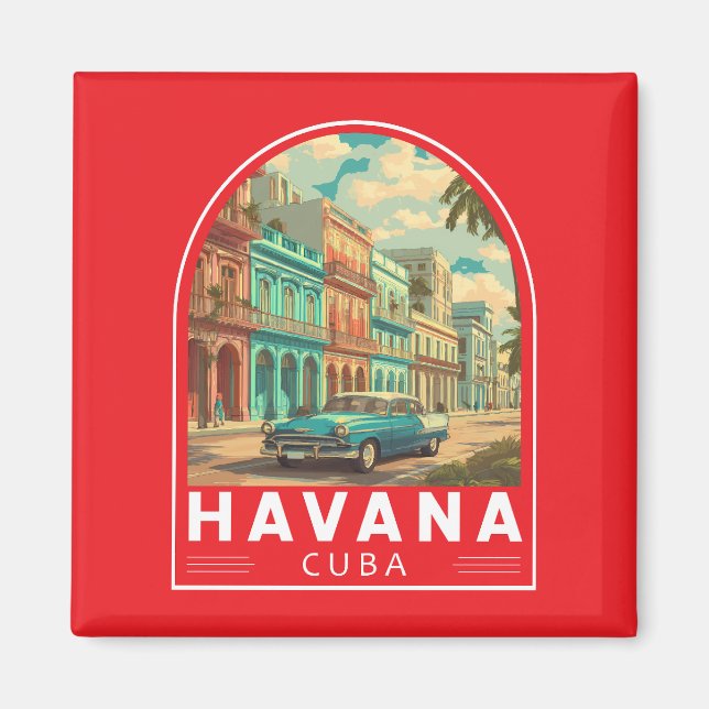 Havana Kuba Resa Konst Emblem Magnet (Framsidan)