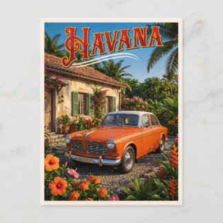 Havana Kuba Vintage Bil Tropisk Resa Vykort