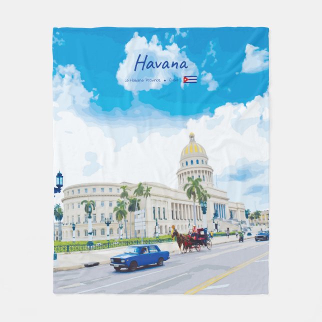 Havana, Kuba - Vintage Klassisk Själ Fleecefilt (Framsidan)