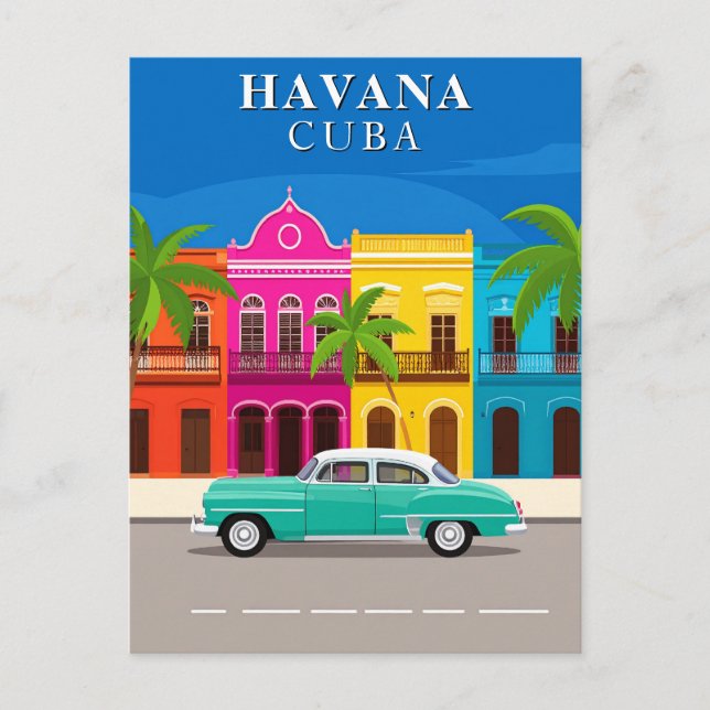 Havana Kuba Vintage Resa Bil Vykort (Framsida)