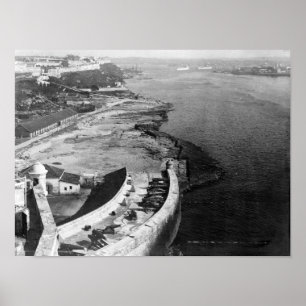 Havana Kubahamn med del av det Morro slottet Poster