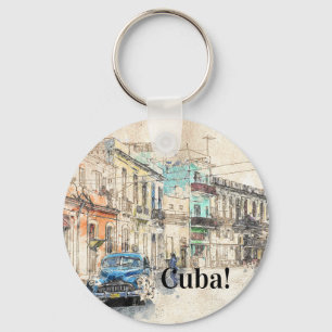 havana Kubaillustration Nyckelring