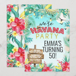 Havana Nätter Retro Tropisk Blomma Inbjudningar