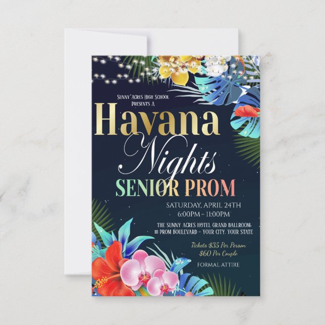 Havana Nattinbjudan till högre Prom Inbjudningar (Framsida)