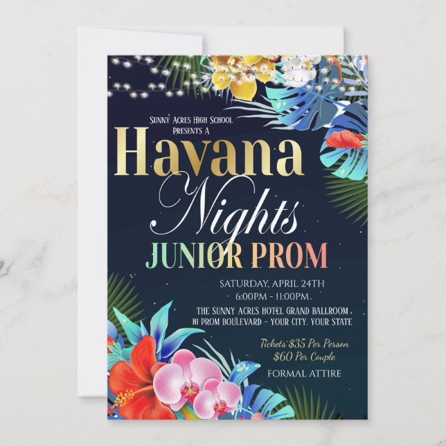 Havana Night Junior Prom-inbjudan Inbjudningar (Framsida)