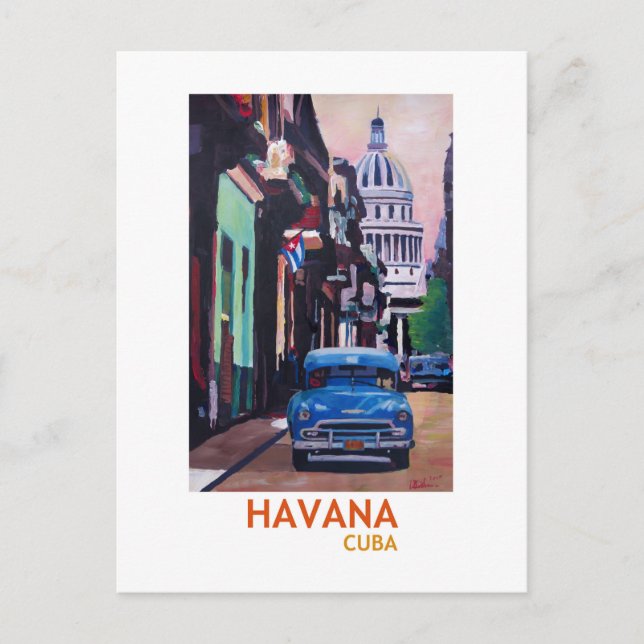 Havana på Kuba - El Capitolo med oldtimer Vykort (Framsida)