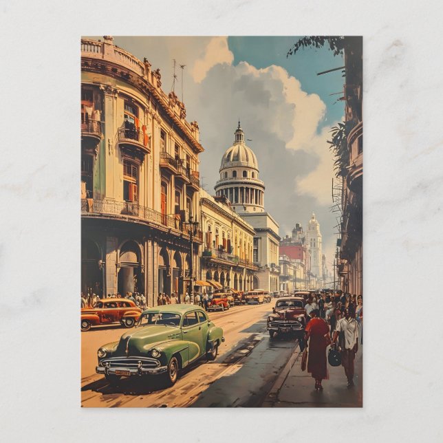 Havana Streets: Vintage Postcard Vykort (Framsida)