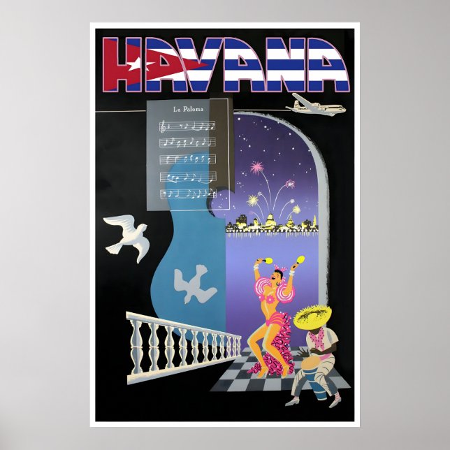 Havana tryck Kuba Resa Poster Kubansk konst (Framsidan)