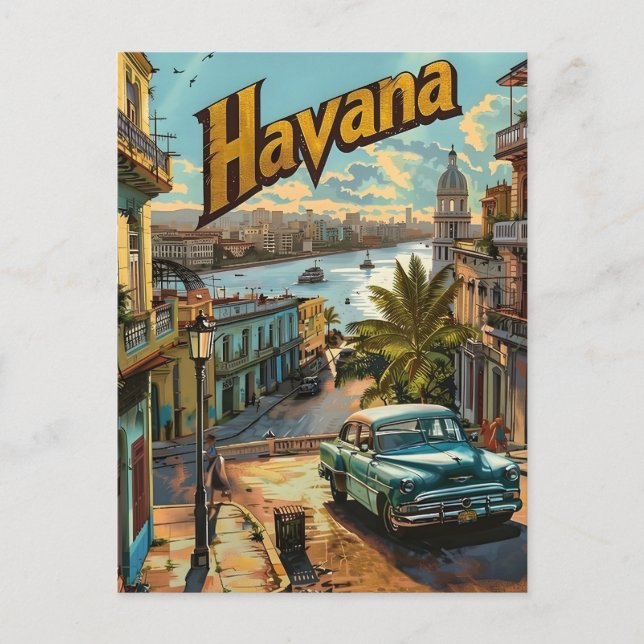 Havana Vintage bil Vykort (Framsida)