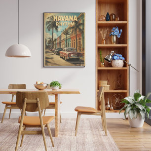 Havana Vintage Travel Färgglad Kubansk Retro Bil Poster