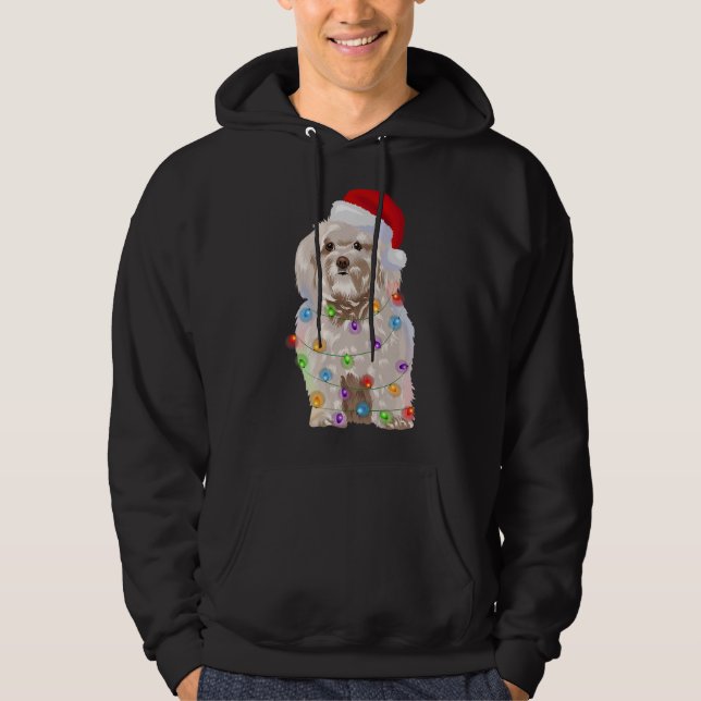 Havandejjul Ljus Julafton Hund älskare Santa Hat Hoodie (Framsida)