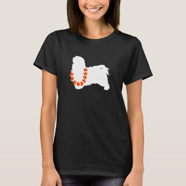 Havanese Aloha Hawaiian Lei Hund T Shirt (Framsida)