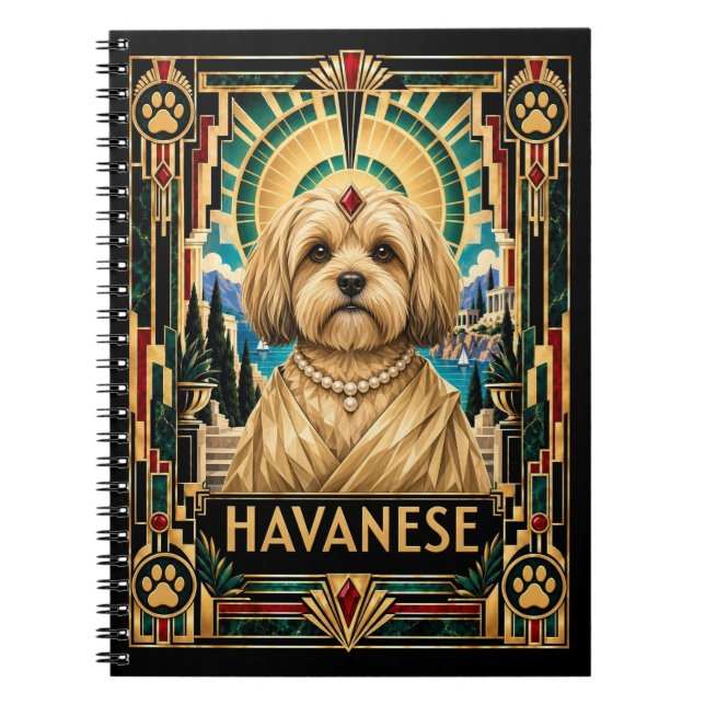 Havanese, Art Deco Hund Anteckningsbok (Framsidan)