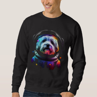 Havanese Astronaut Dog in Outer Space  Cosmic Grap Lång Ärmad Tröja