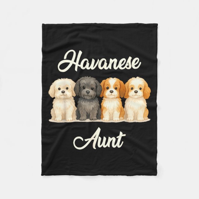 Havanese Aunt Cute Dog Lover Gift Funny Women Pupp Fleecefilt (Framsidan)