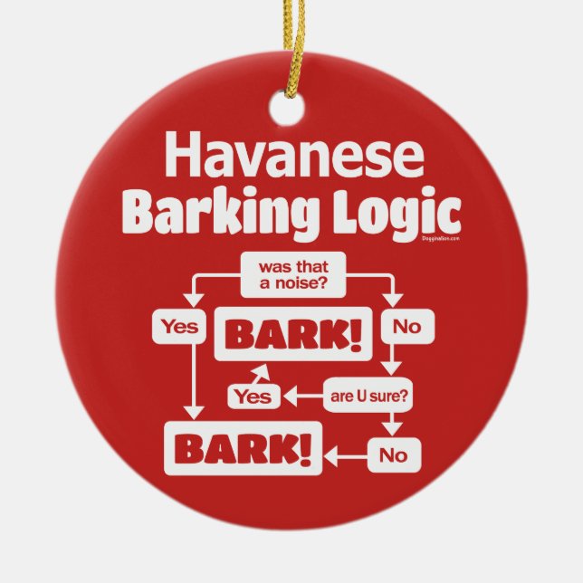 Havanese Barking Logic Julgransprydnad Keramik (Framsidan)