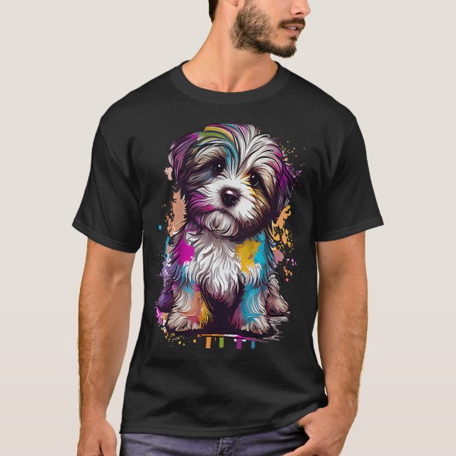 Havanese Bolonka Zwetna Shih Tzu Lhasa Apso Stänk T Shirt (Framsida)