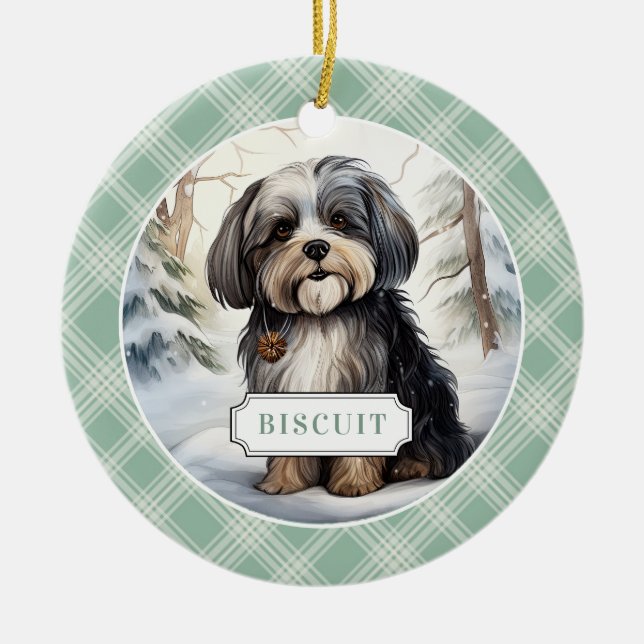 Havanese Ceramic Circle Ornament (Framsidan)