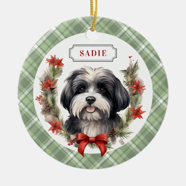 Havanese Ceramic Circle Ornament (Framsidan)