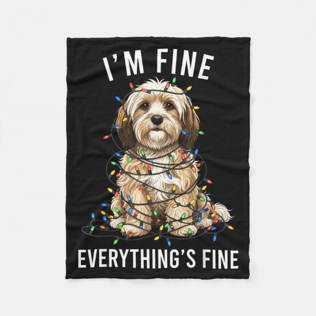Havanese Christmas I'm Fine Everything Is Fine  Fleecefilt (Framsidan)