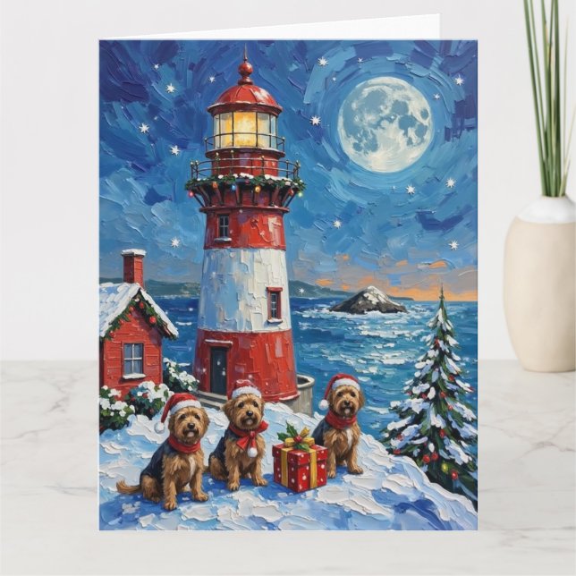 Havanese Christmas Lighthouse Holiday Kort (Framsida)