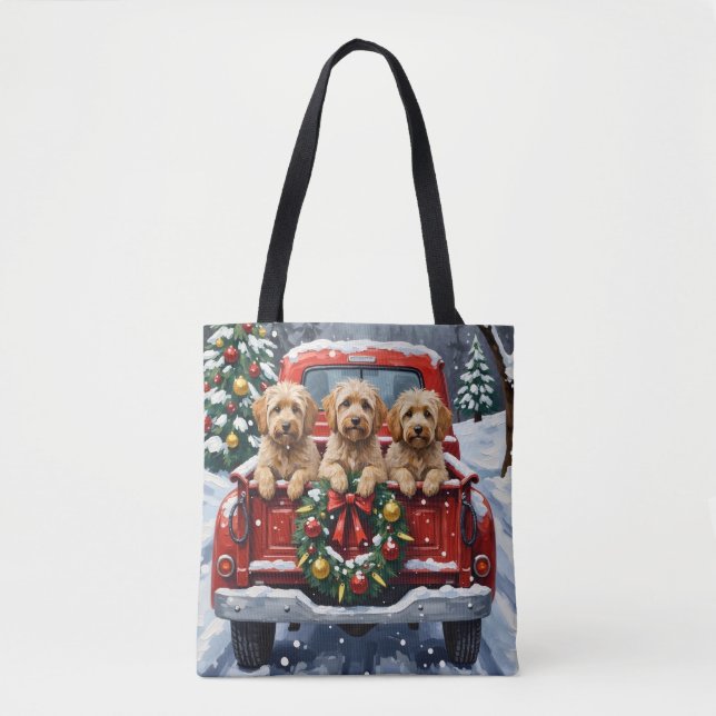 Havanese Christmas Red Truck Holiday Tygkasse (Framsida)