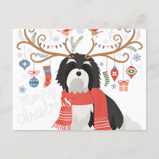 Havanese Christmas Reindeer Dog Premium Vykort