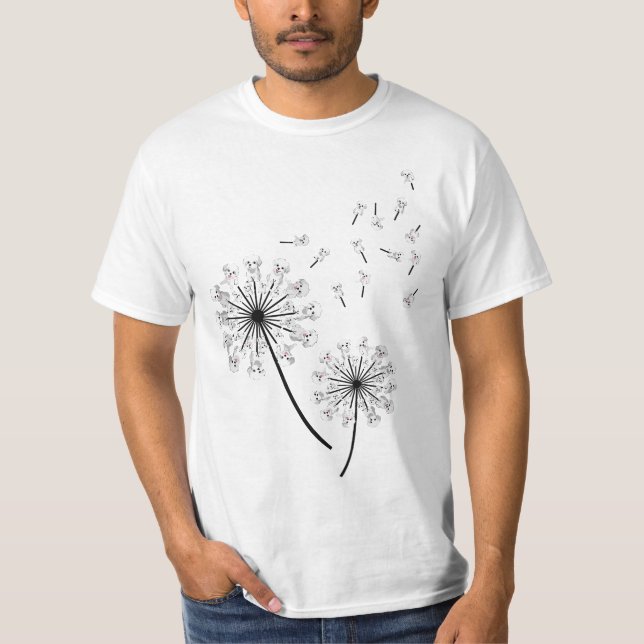 Havanese Flower Fly Dandelion Funny Dog Lover  T Shirt (Framsida)