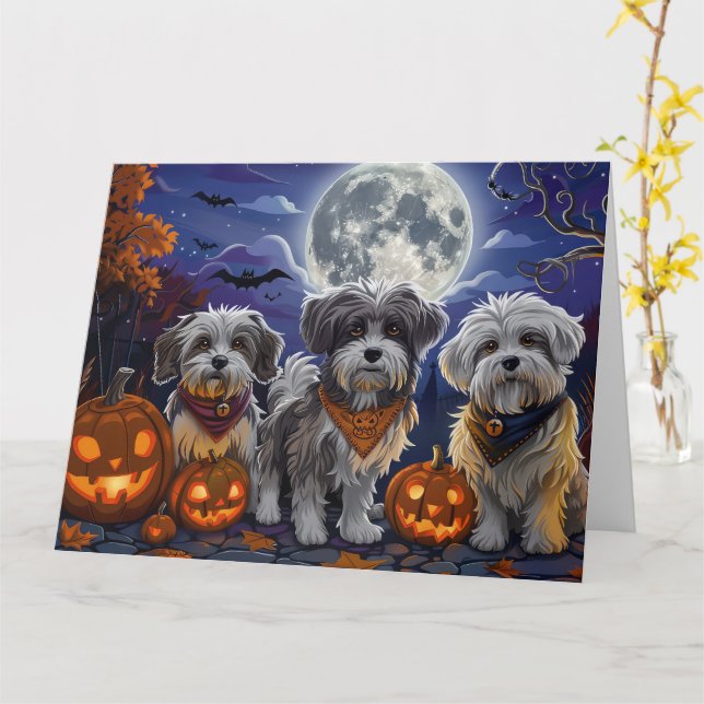 Havanese Halloween Kuslig Kort (Gul blomma)