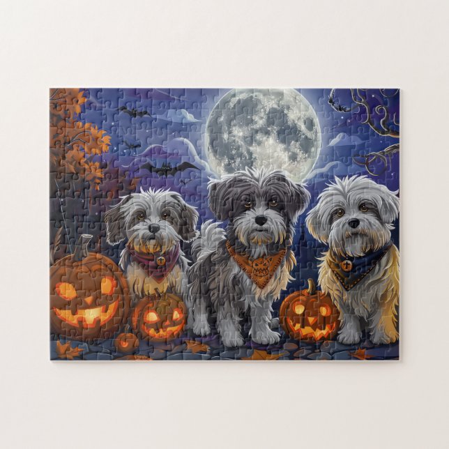 Havanese Halloween Kuslig Pussel (Horisontell)