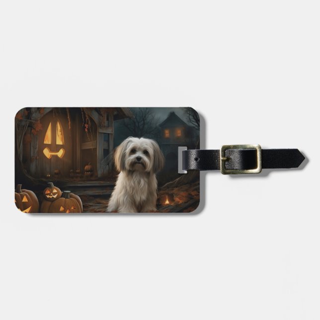 Havanese Halloween Scary Bagagebricka (Horisontell Framsida)