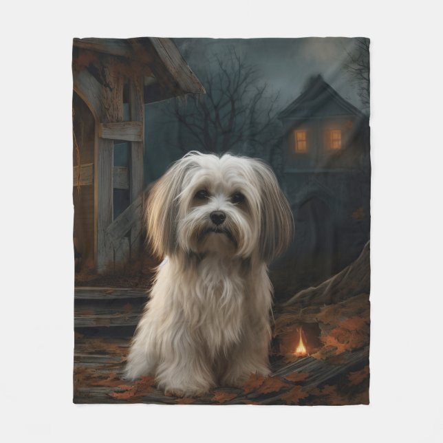Havanese Halloween Scary Fleecefilt (Framsidan)