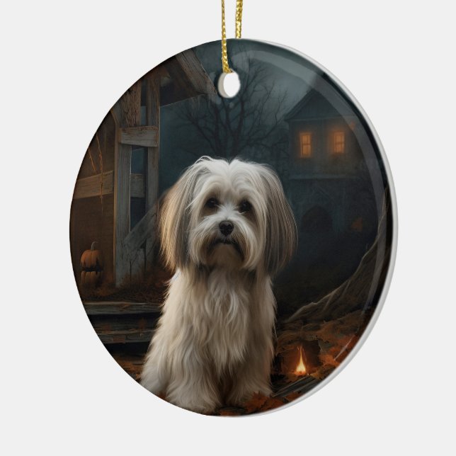 Havanese Halloween Scary Julgransprydnad Keramik (Vänster)