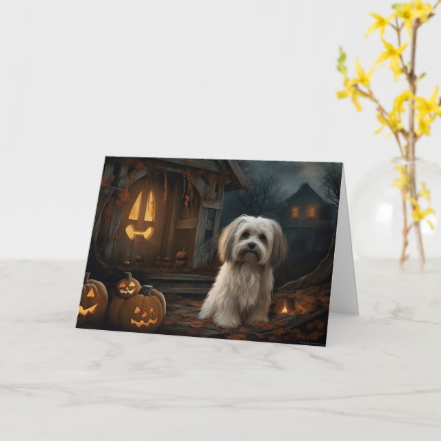 Havanese Halloween Scary Kort (Gul blomma)