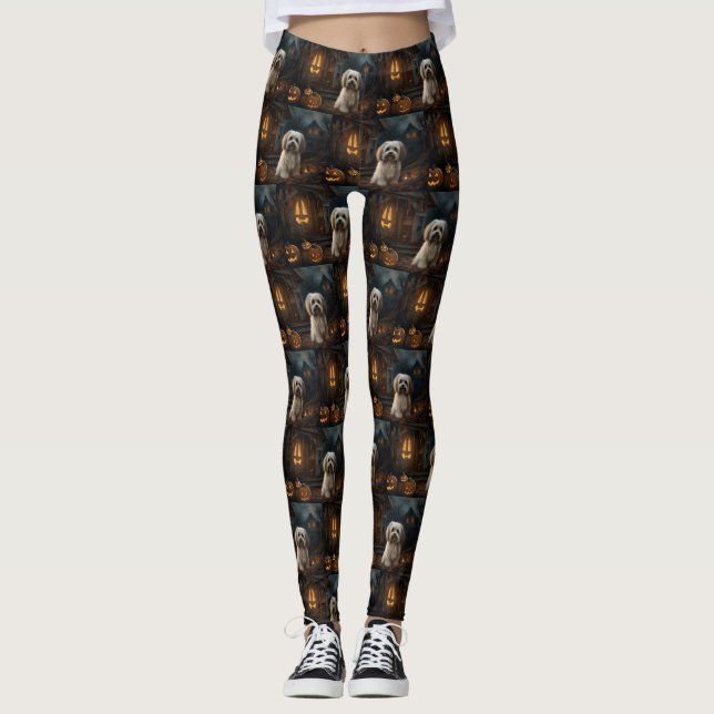Havanese Halloween Scary Leggings (Framsida)