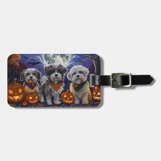 Havanese Halloween Spooky Bagagebricka (Horisontell Framsida)