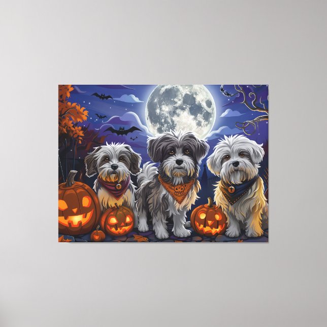 Havanese Halloween Spooky Canvastryck (Framsida)