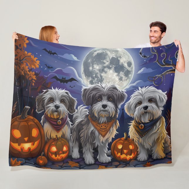 Havanese Halloween Spooky Fleecefilt (På plats)