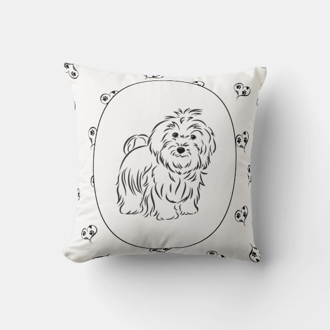 Havanese Hearts and Tassavtrycks Kudde (Framsida)