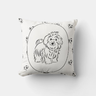 Havanese hjärtor och tassavtryck kudde